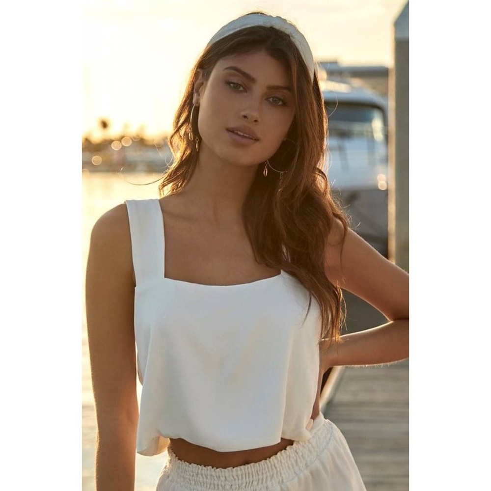PQ Blair Top Water Lily White Tie Back